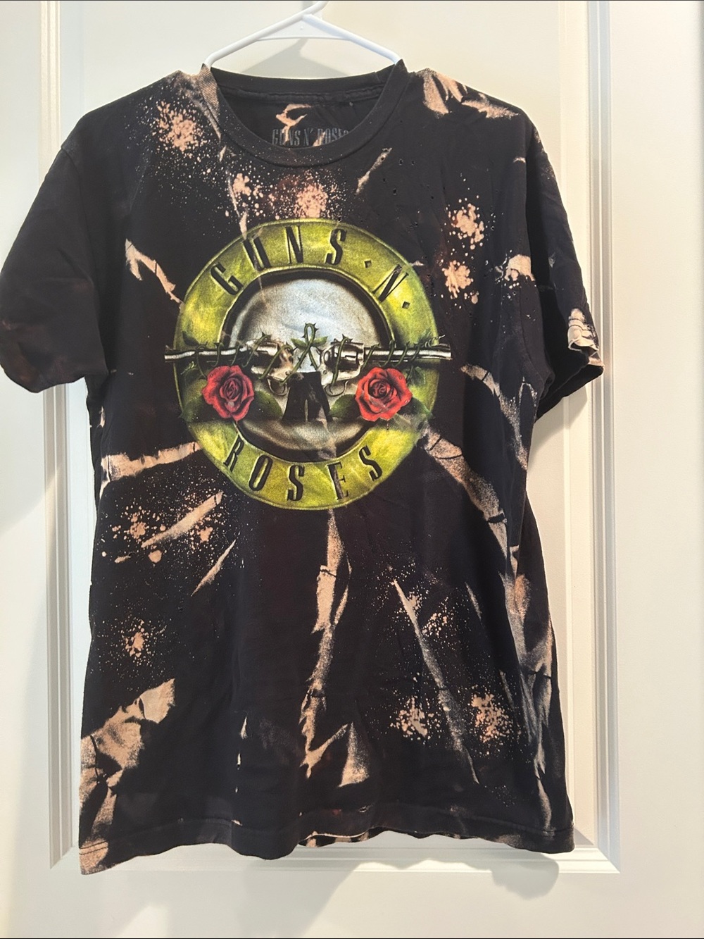 Guns N' Roses Graphic Logo Distressed Tie Dye Tee T-Shirt short sleeves size L